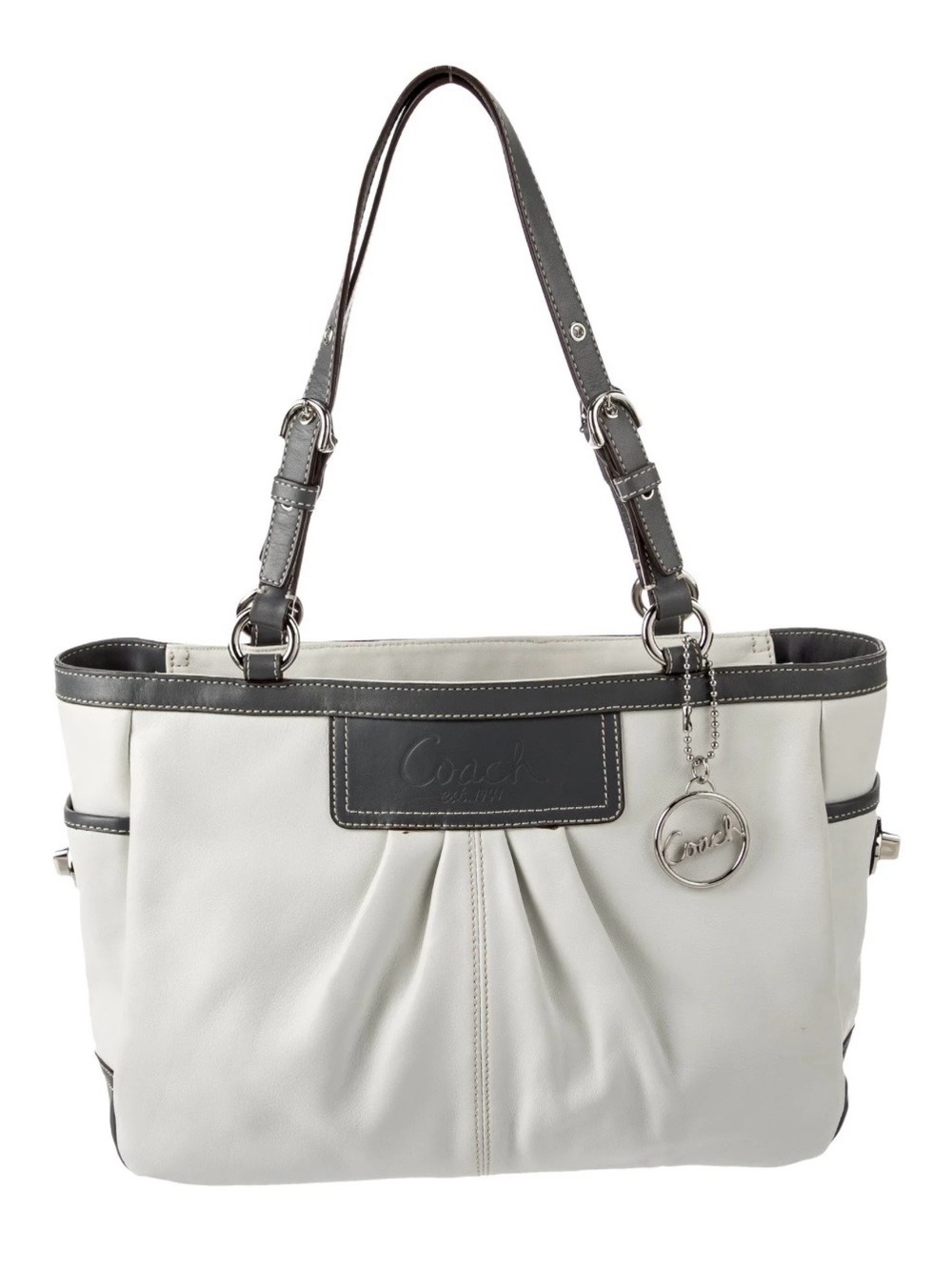 Coach 1941 White Leather Shoulder bag with Gray Trim and Silver Hardware